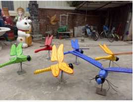 广州厂家现货直供玻璃钢蜻蜓 蝴蝶 园林田园景观动物雕塑批发