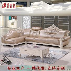 佛山顺德家具厂生产直销真皮沙发 简欧款式 质保5年