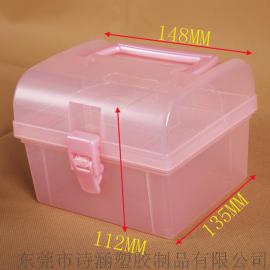 桌面收纳热销款 SH-6403手提塑料盒 带隔层塑料盒PP 加硬加厚