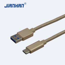 江涵品牌标准化金色TYPE C TO USB AM3.0广东江涵电子数据线