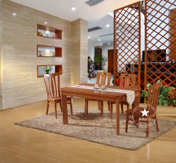 恒岳家具厂家直销纯实木美国红橡木餐桌椅现代简约长条桌椅子饭桌